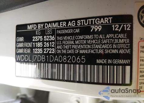 2013 Mercedes-Benz Cls 550 z USA, uszkodzony, nr VIN WDDLJ7DB1DA082065